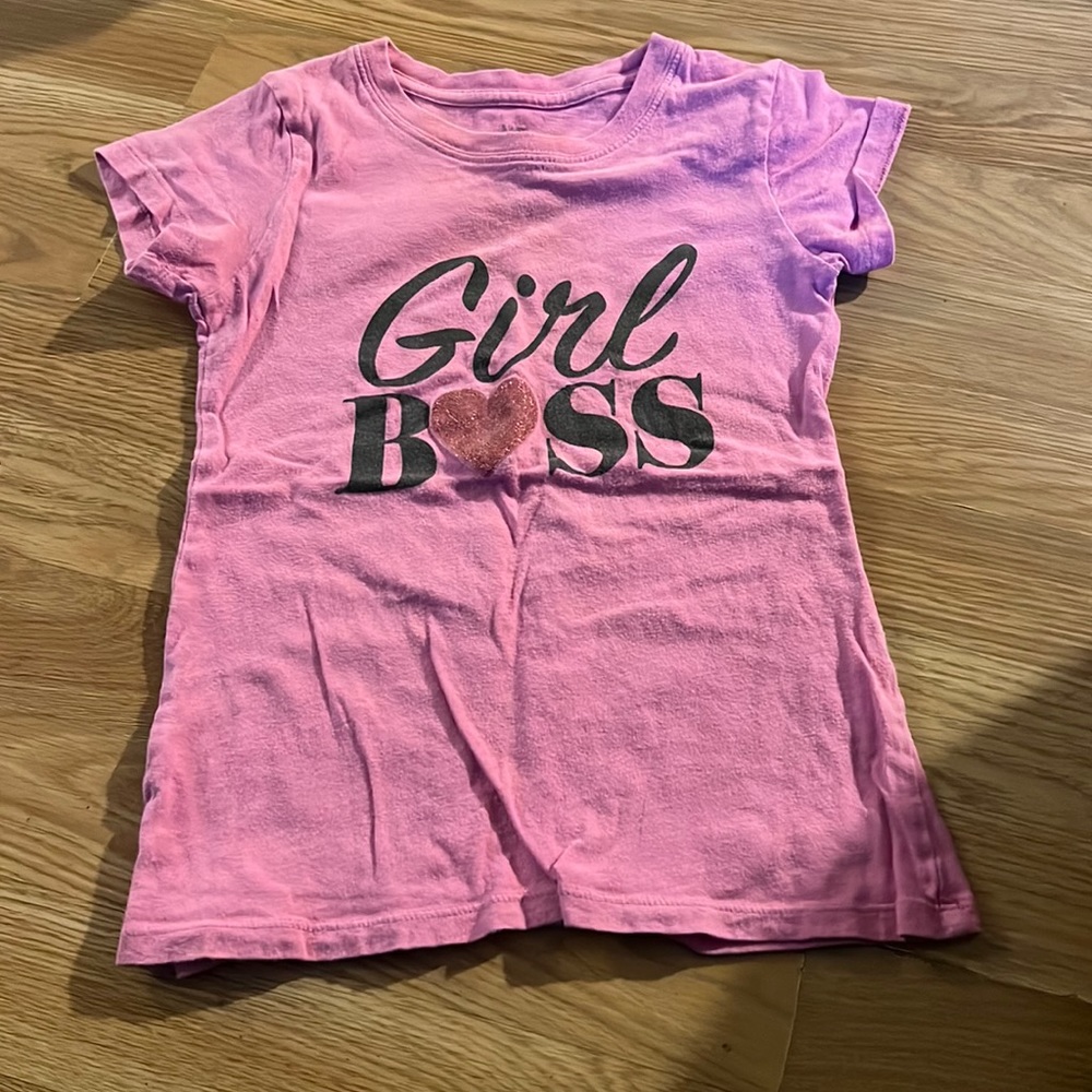 Pink girl boss shirt size small 6-6x